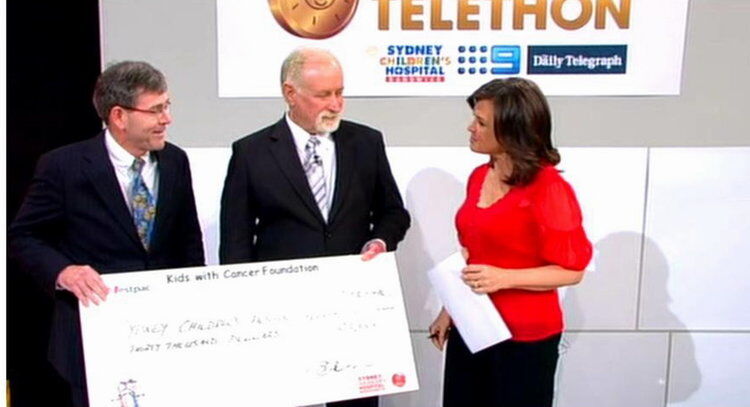 Sydney Children's Hospital Gold Week Telethon donation: Kids with Cancer Foundation donates $30,000 to offset families drug costs.