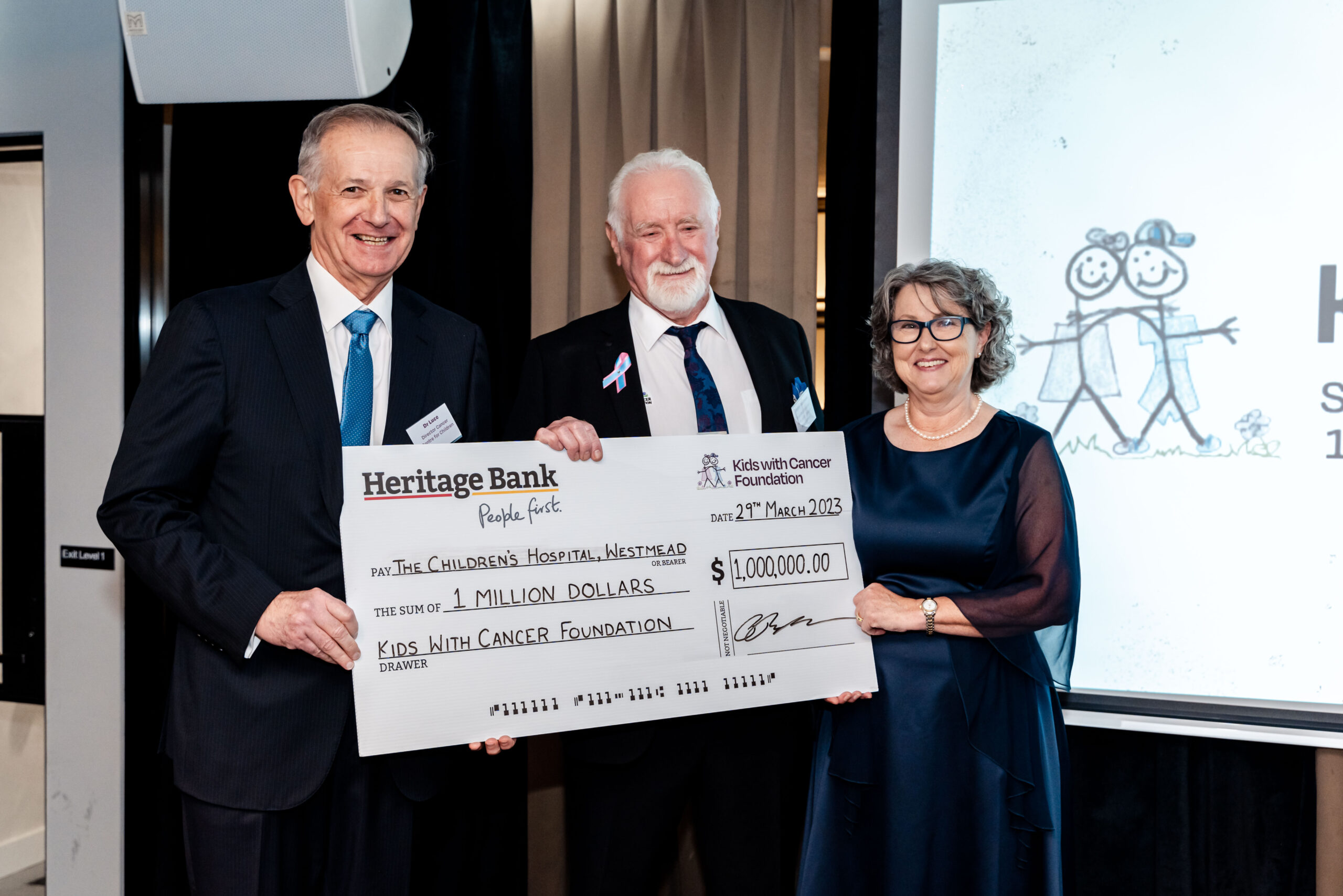 Kids with Cancer Foundation presents cheque to Westmead children's hospital.
